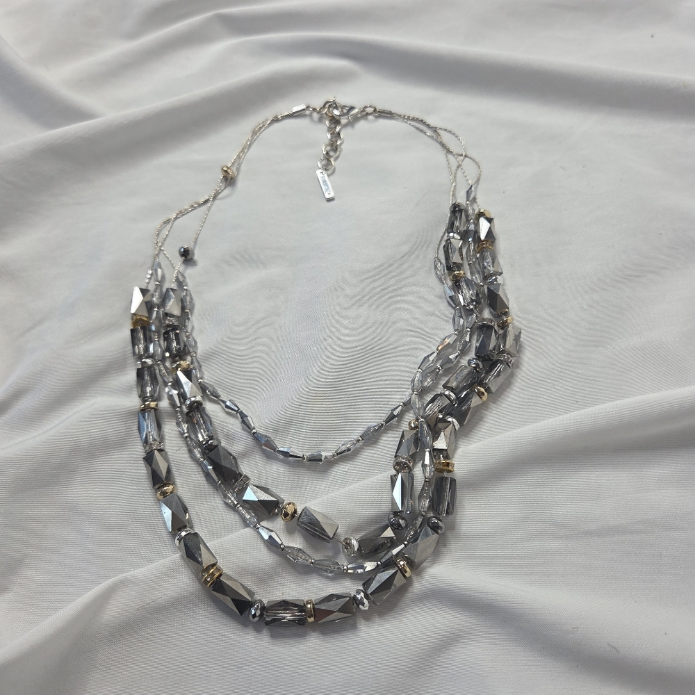 Nine West Elegant Silver Toned Beaded Necklace
